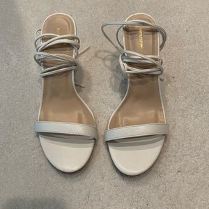 PRETTY LITTLE THING LACE UP WHITE HEEL SANDALS